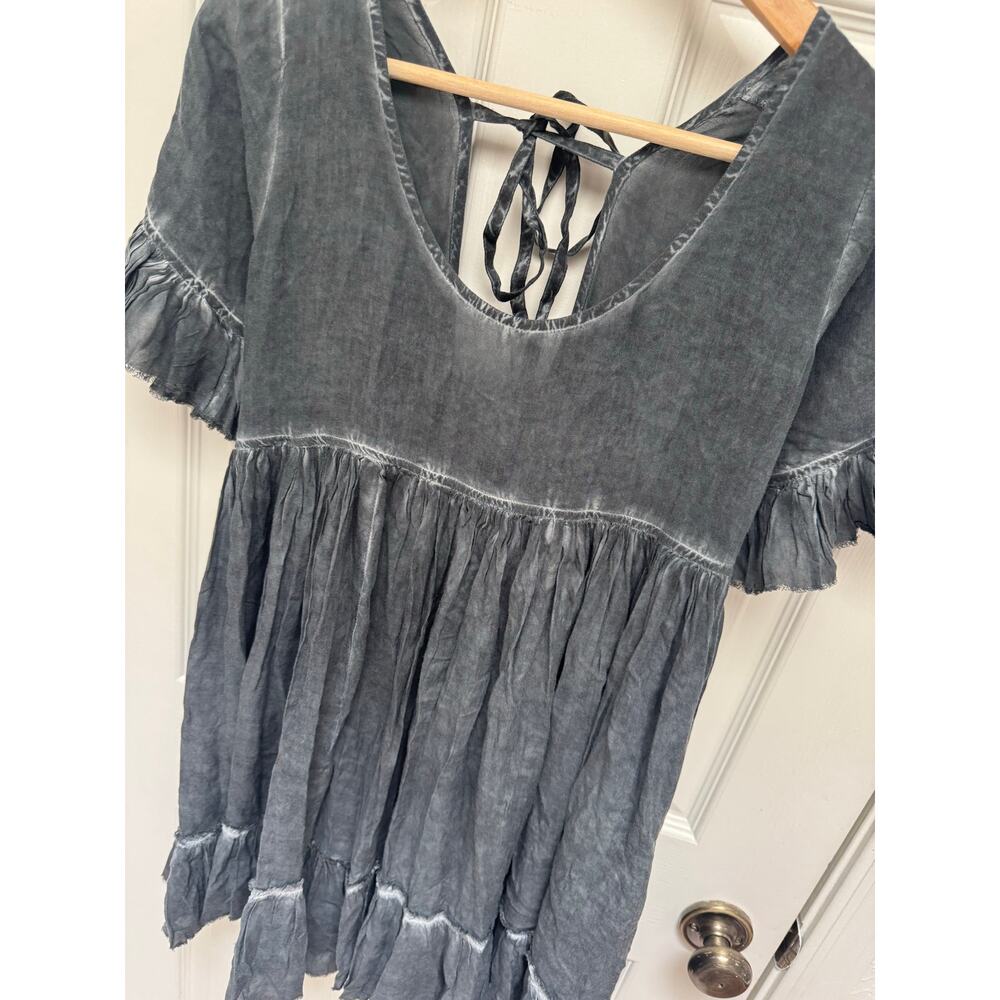 Sea Gypsies Ruffle Hem Babydoll Tieback Dress Black Size Medium Boho Goth